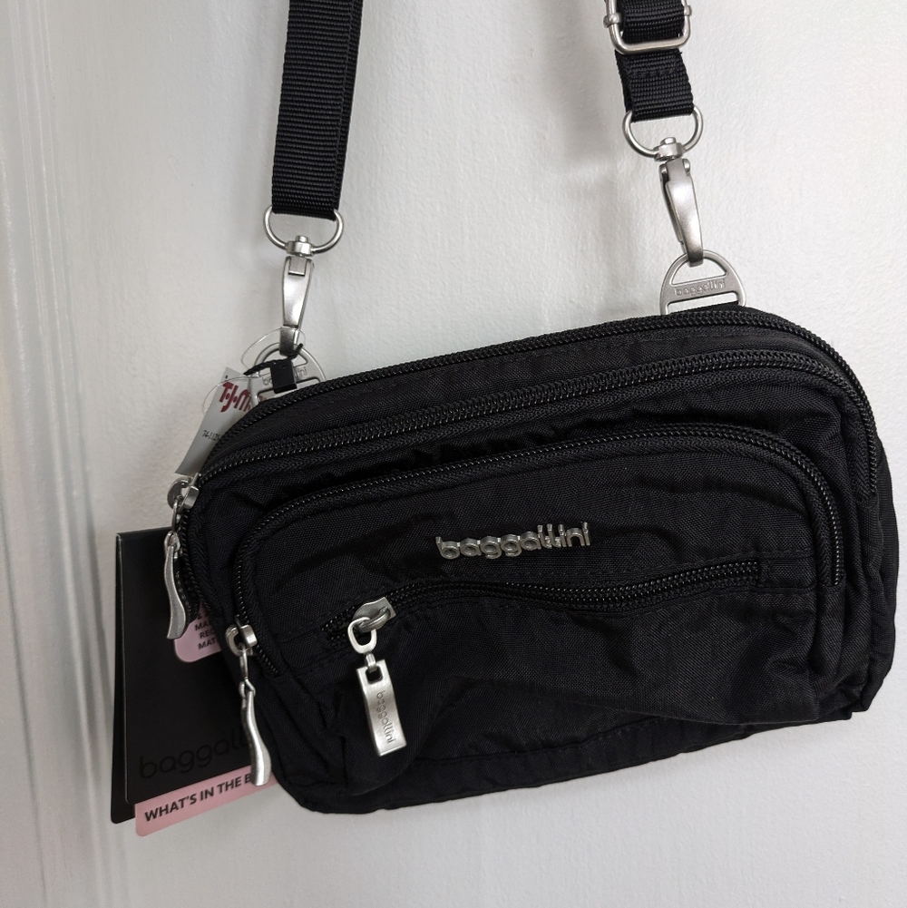 Baggallini Black Triple Zip Crossbody